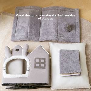 All Seasons Universal Pet House Carton Style Dog Bed Cat Nest Extraíble Lavable Otoño Invierno Carpa hecha de esponja - Product Image 3