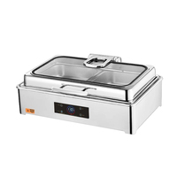 FLEY Chauffe-Plat Électrique Multifonctionnel, Plat de Présentation en Acier Inoxydable, Double Mode de Chauffage pour Hôtels, Restaurants et Événements