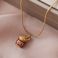 Collier pendentif frites personnalisé, accessoire de bijoux mignon pour enfants, pendentif alimentaire personnalisé en acier inoxydable émaillé plaqué or 18 carats