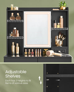 <span class=keywords><strong>VASAGLE</strong></span> table de maquillage avec miroir à <span class=keywords><strong>led</strong></span> noir <span class=keywords><strong>coiffeuse</strong></span> multifonctionnelle avec prise maquillage vanité avec lumière - Product Image 6