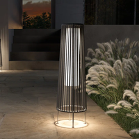 Grand patio extérieur solaire lampadaire résine osier extérieur étanche lumière solaire lanterne pour cour jardin