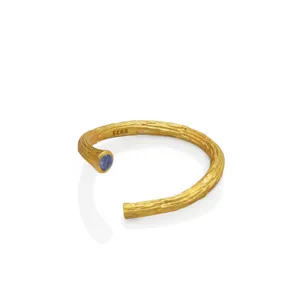 क्रिस अप्रैल नई शैली 925 स्टर्लिंग चांदी सोना मढ़वाया लकड़ी बनावट खुला अंगूठी