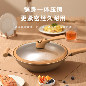 Nonstick Earthenware Frying <b>Pan</b> 32Cm Large Capacity For Family Cooking With Lid And Handle - Product Image 4