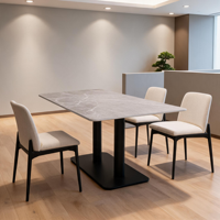 Tables à manger en marbre pour hôtels commerciaux, cafés, tables carrées/petites modernes et minimalistes, durables, faciles à nettoyer, pour les réunions