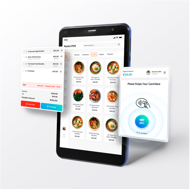 Handheld Front Nfc Pos Terminal Android  Display Touchless Android Kiosk Cashless Payment Systems SDK 8 Inch Android Tablet