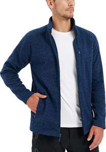 For Men's Casual Stylish Full Zip-up Fleece <strong>Jacket</strong> Windproof Stand Collar Pockets Lightweight Polyester Winter Office Front - Product Image 2