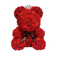 Ours en peluche rose avec fleur lumineuse et boîte cadeau pour la Saint-Valentin et les anniversaires