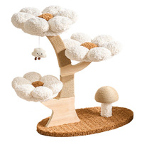Arbre à chat de luxe personnalisable avec design floral, en bois et sisal écologiques, résistant à l'usure et aux rayures, produit pour animaux de compagnie