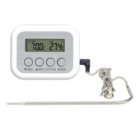 Termometer daging pemeriksaan tunggal Digital kustom, Timer peringatan untuk memasak memanggang BBQ Oven permen instrumen temperatur OEM