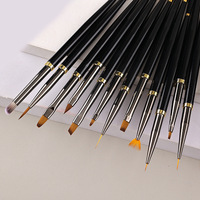Professionnel sirène queue Gel 12 pièces noir poignée mentale Logo personnalisé mince Nylon cheveux Nail Art peinture Liner brosse ensemble outils de bricolage