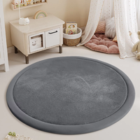 Runder Tatami-Bodenteppich Weiche Kurzflor-Oberfläche Rutschfeste Rückseite Waschbarer Runder Teppich für Wohnzimmer Schlafzimmer Spielzimmer