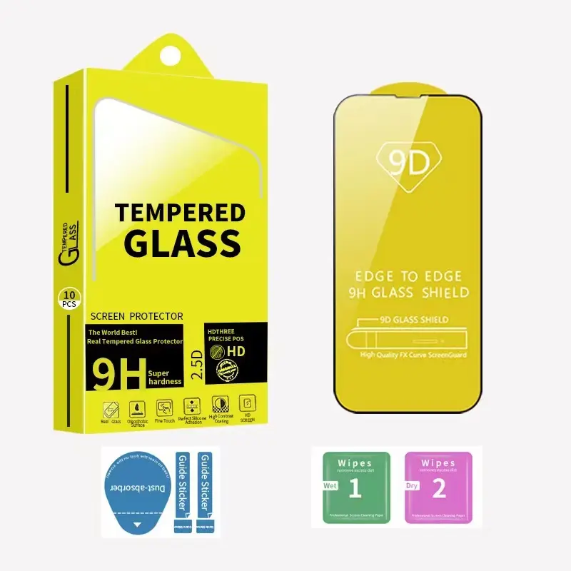 Película protectora de pantalla de vidrio templado 9D 9H de alta calidad para iPhone 15 14 13 12 11 pro Max Series