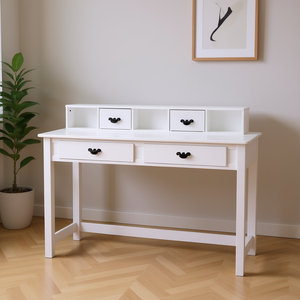 Scrivania Bianca con 4 Cassetti, Tavolo da Studio per Computer con Superficie in Legno, Arredamento per Ufficio Domestico - Product Image 2