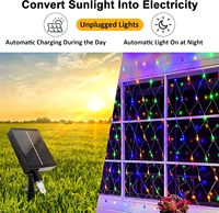 Guirlandes solaires pour l'extérieur, lumières de Noël, IP65, étanches, LED, mailles lumineuses avec RGB et contrôle sans fil pour la décoration des arbres de jardin