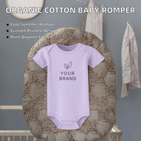 Baju Bayi Katun Lengan Pendek Langsung dari Pabrik, Romper Bayi Kancing Tekan, Onsie Bayi Baru Lahir Unisex, Pakaian Musim Panas Grosir