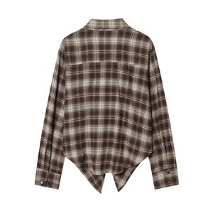 <span class=keywords><strong>Camicia</strong></span> da <span class=keywords><strong>donna</strong></span> KAR&OT ZA Primavera 2026 Nuova Collezione Retrò a Quadri con <span class=keywords><strong>Volant</strong></span> Maniche Lunghe Casual con Spacco Laterale 9425 - Product Image 2