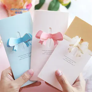 Promotional party gift items for kids supplies message cards creative 3D bow design bulk cheap birthday greeting cards