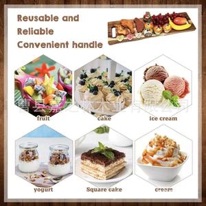 Tabla de madera de acacia plegable rectangular con soporte para fiestas y uso doméstico, bandeja de madera maciza para pasteles y filetes - Product Image 4
