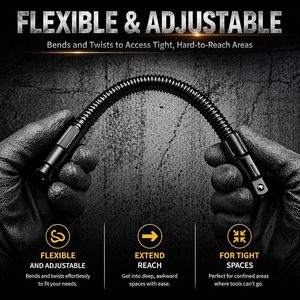 1/2 Soket Ekstensi Fleksibel untuk Kunci Pas Elektrik, Alat Impact Ratchet, Tempat yang Sempit, Batang Putar yang Dapat Dibengkokkan - Product Image 2