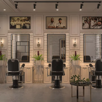 Mobilier de salon de coiffure de luxe sur mesure : Stations de coiffage, chaises, miroirs, unités de lavage, conception intérieure et fabrication