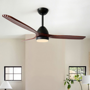 Tuya WiFi DC <span class=keywords><strong>Motor</strong></span> 52 pulgadas 3 aspas de madera maciza cuerpo de hierro sala de estar dormitorio Slient Led ventilador de techo con luz - Product Image 1