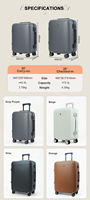 Valise élégante et minimaliste pour ordinateur portable, avec porte-gobelet pliable, serrure TSA, chariot en aluminium, roues pivotantes à 360°, cadre en aluminium