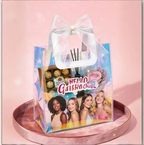 <b>Glittering</b> Holographic PVC Tote <b>Bag</b> Fashion Iridescent Handbag for Gift Shopping Daily Use Shiny Transparent PVC Carry <b>Bag</b> - Product Image 4