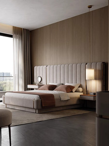 <span class=keywords><strong>Lit</strong></span> <span class=keywords><strong>en</strong></span> bois massif italien de luxe avec revêtement <span class=keywords><strong>en</strong></span> cuir, élégant et haut de gamme, conçu pour les chambres principales des villas, <span class=keywords><strong>lit</strong></span> <span class=keywords><strong>double</strong></span> pour couples - Product Image 3