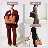 Sac fourre-tout en cuir pleine fleur véritable pour femme, grand sac à main réversible avec fermeture magnétique et pochette amovible pour affaires