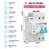 Disjoncteur intelligent Wi-Fi Tuya 2P avec protection contre les fuites, type A, 230V, 30mA, 63A, rail DIN, mesure, Chayo