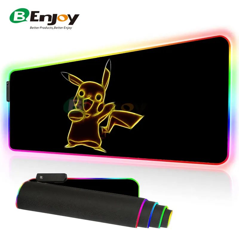 Popular Sublimation Rubber RGB Mouse Pad Cartoon Large RGB Colorful LED Light Keyboard Mat for Gamer