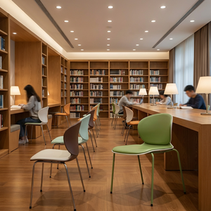 Silla de Estudio Cómoda de Alta Calidad para Biblioteca Escolar, Asiento Moderno Minimalista de Plástico para Invitados en Universidad - Product Image 1
