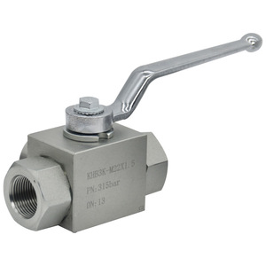 วาล์วบอลไฮดรอลิกแรงดันสูง 2 ตำแหน่ง 3 ทาง รุ่น KHB3K-G1/4 เหล็กกล้าคาร์บอน เกลียวใน วาล์วควบคุมด้วยมือ รุ่น KHB3K-G1/8 - Product Image 1