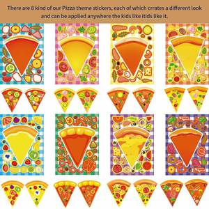 8-Piece Pizza <b>Face</b> Stickers DIY Craft Kit for Birthday Parties Classroom Rewards & Gifts-Paper Material Mix Match Design - Product Image 5