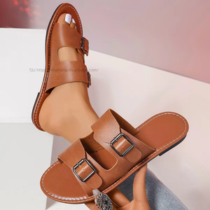 Foreign Trade Europe and the United States Spring Summer New Large-size Female <b>Shoe</b> Cover Toe Fashion Flat Slippers Spot 43 - Product Image 3