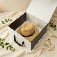 Boîte à chapeaux en carton gris rigide de qualité supérieure, laminée, faite à la main, pour le rangement et l'emballage cadeau