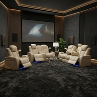 Meubles de salon avec canapé sectionnel inclinable et porte-gobelets, ensemble de canapés noirs