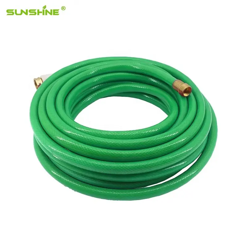 SUNSHINE Mangueira de água para jardim, tubo de rega flexível resistente personalizado verde 5 camadas 5/8 "100 pés de PVC quente e longo sem torção