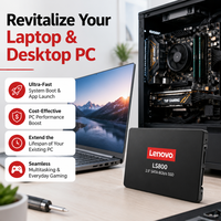 Disque SSD interne SATA III Lenovo 2,5 pouces 512 Go 1 To, haute vitesse, 6 Gb/s, pour ordinateur portable, ordinateur de bureau, usage quotidien, chargement rapide
