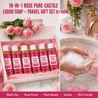 Savon de Castille Pur à la Rose Naturelle 18-en-1 Huile de Coco et d'Olive Floral Multi-usages Format Voyage Cadeau OEM ODM 100ml