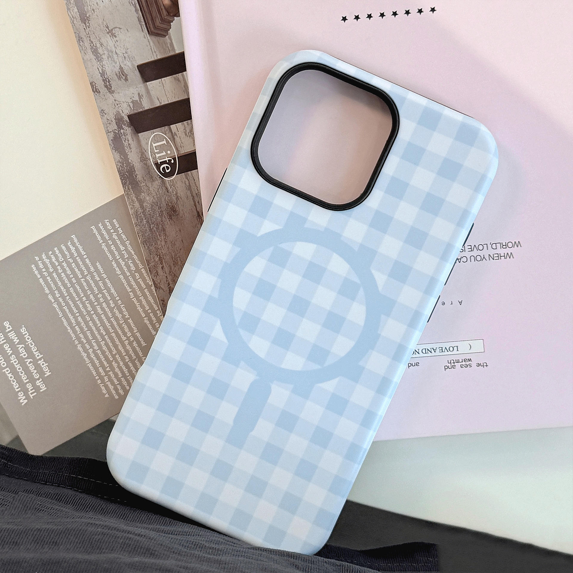 Petit chèque magnétique bleu et blanc