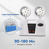 Lampe d'urgence LED à longue autonomie de 180 minutes, éclairage double tête réglable avec protection contre les surcharges, ABS résistant au feu