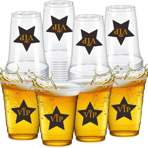 50 vasos desechables de plástico transparente de 12oz para películas de cócteles y temas nocturnos de 90mm de diámetro para actividades y fiestas VIP de Graduación - Product Image 1