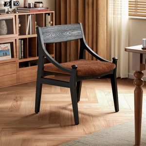 Silla de Comedor Vintage de Madera Maciza Tapizada en Madera de Caucho Estilo Francés Minimalista para Uso Doméstico - Product Image 2