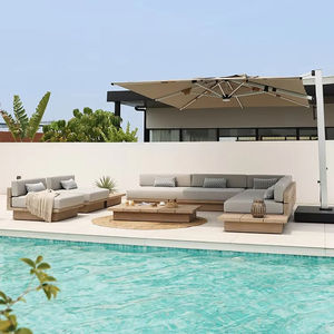 Ensemble <span class=keywords><strong>de</strong></span> canapés d'extérieur en teck moderne en bois massif imperméable pour cour, toit, jardin, terrasse, parc et hôtel, loisirs, combinaison <span class=keywords><strong>de</strong></span> plein air - Product Image 4