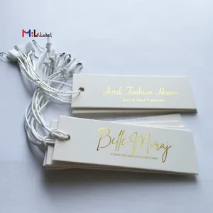 Aangepaste Kleding Tag Logo Tag Speciale Wit Hangtag Gouden Foliedruk Hang Tag Met String Voor Jeans En Kleding