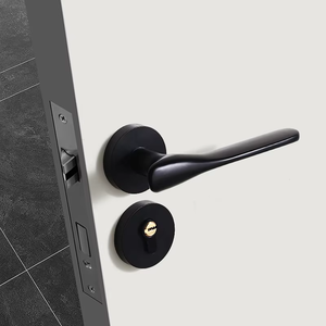 Ensemble de poignées de porte d'entrée double à levier intérieur, design de luxe, or et noir - Product Image 3