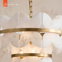 Lustre en albâtre espagnol à design en pétales pour villa, salon, salle à manger, hall d'entrée, séjour