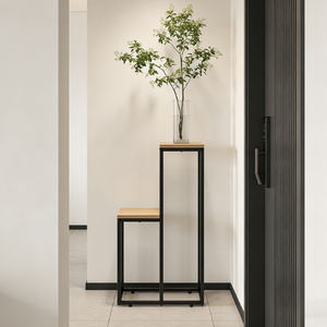 Support de plantes classique <span class=keywords><strong>en</strong></span> fer et <span class=keywords><strong>bois</strong></span>, finition thermolaquée, pour intérieur et extérieur, présentoir de fleurs <span class=keywords><strong>sur</strong></span> pied avec <span class=keywords><strong>pieds</strong></span> réglables - Product Image 2