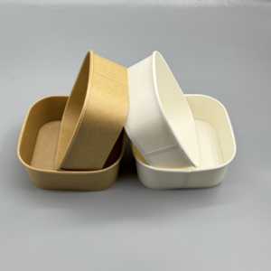 Conteneur alimentaire rond en papier kraft biodégradable personnalisé en usine, bols à salade jetables à emporter avec couvercle - Product Image 2